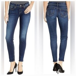 Silver Jeans Fluid Suki Mid Rise Super Skinny  Denim Blue Jeans Sz 28/L31